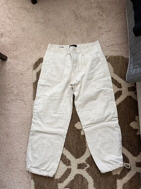 White House Black Market Cream Cropped Utility Pants